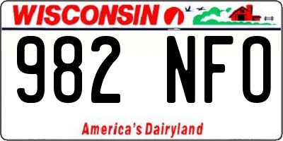 WI license plate 982NFO