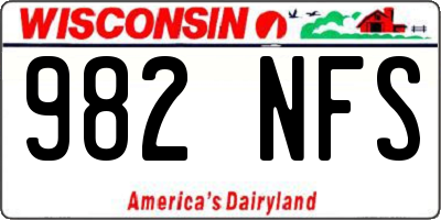 WI license plate 982NFS