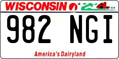 WI license plate 982NGI