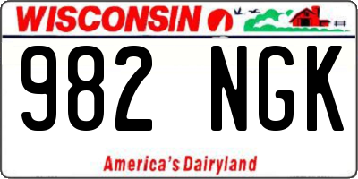 WI license plate 982NGK