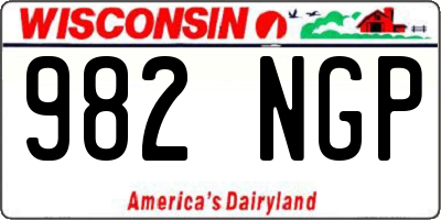 WI license plate 982NGP