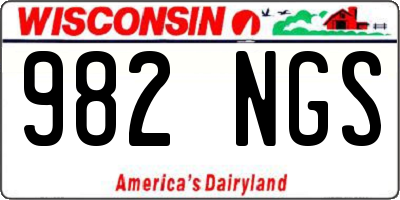 WI license plate 982NGS