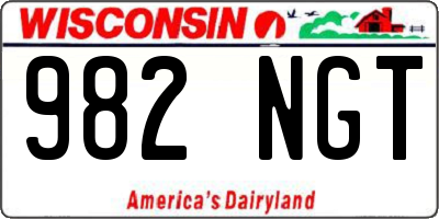 WI license plate 982NGT