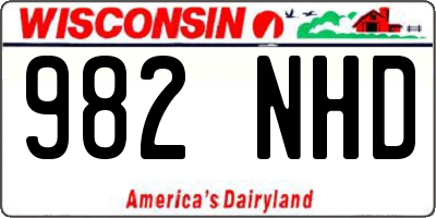 WI license plate 982NHD