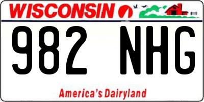 WI license plate 982NHG