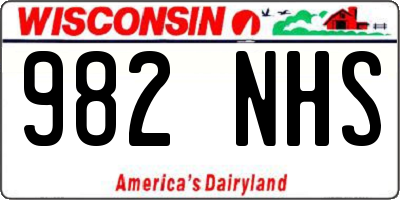 WI license plate 982NHS