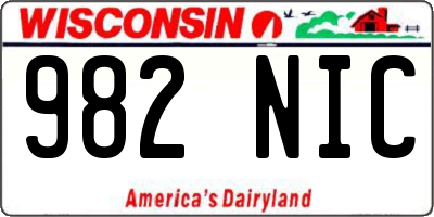 WI license plate 982NIC