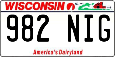 WI license plate 982NIG