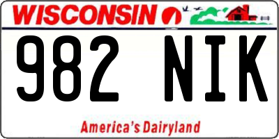 WI license plate 982NIK