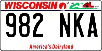 WI license plate 982NKA