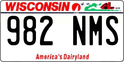 WI license plate 982NMS