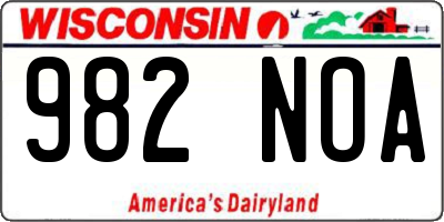 WI license plate 982NOA