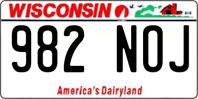 WI license plate 982NOJ