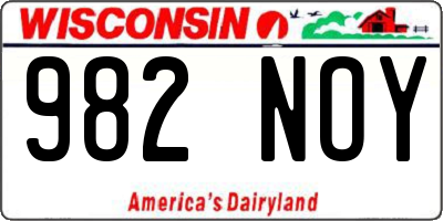 WI license plate 982NOY