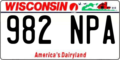 WI license plate 982NPA