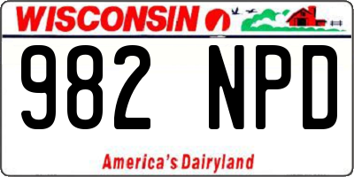 WI license plate 982NPD