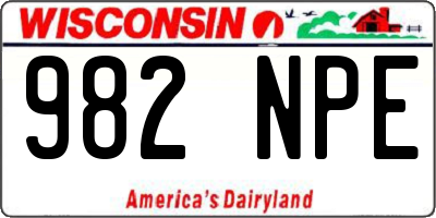 WI license plate 982NPE