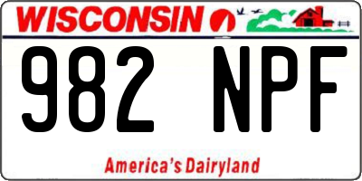 WI license plate 982NPF