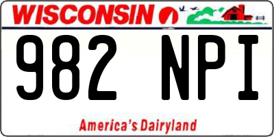 WI license plate 982NPI