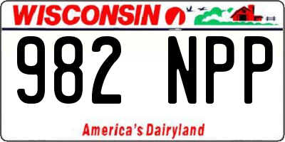 WI license plate 982NPP