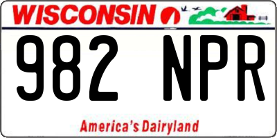 WI license plate 982NPR