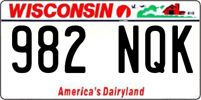 WI license plate 982NQK