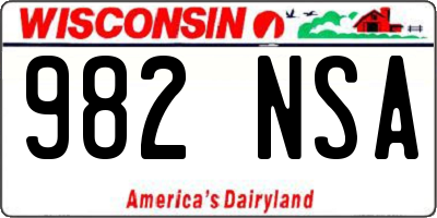 WI license plate 982NSA
