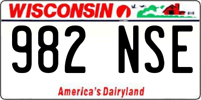 WI license plate 982NSE
