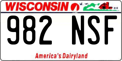 WI license plate 982NSF
