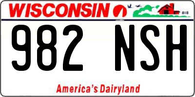 WI license plate 982NSH