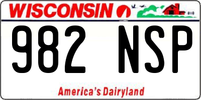 WI license plate 982NSP