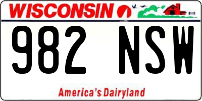 WI license plate 982NSW