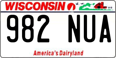 WI license plate 982NUA
