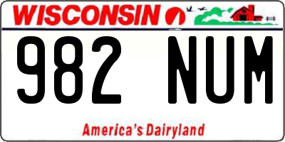 WI license plate 982NUM