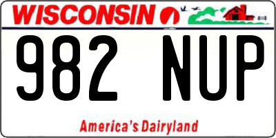 WI license plate 982NUP