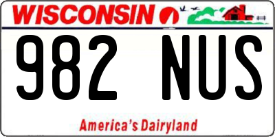 WI license plate 982NUS