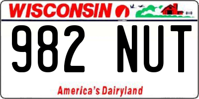 WI license plate 982NUT