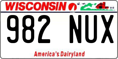 WI license plate 982NUX