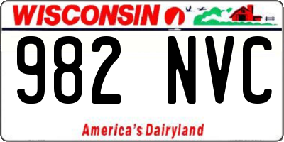 WI license plate 982NVC