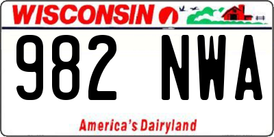WI license plate 982NWA