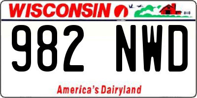 WI license plate 982NWD