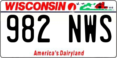 WI license plate 982NWS