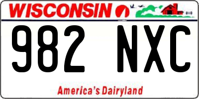 WI license plate 982NXC