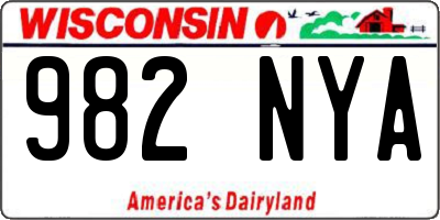 WI license plate 982NYA