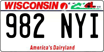 WI license plate 982NYI