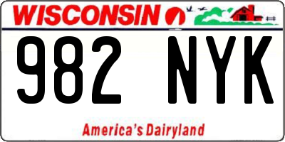 WI license plate 982NYK