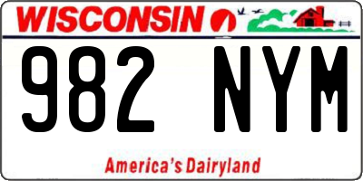 WI license plate 982NYM