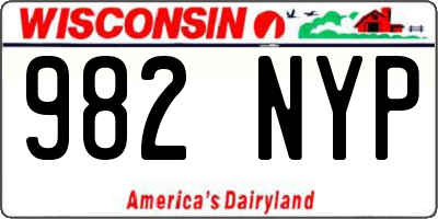 WI license plate 982NYP