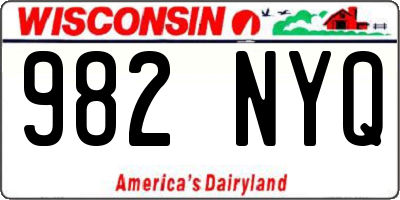 WI license plate 982NYQ