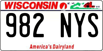 WI license plate 982NYS